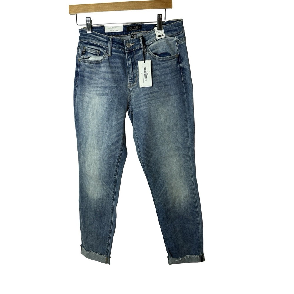 Judy Blue- Light Wash Frayed Hems Boyfriend Fit Jeans Style, Size 5/27